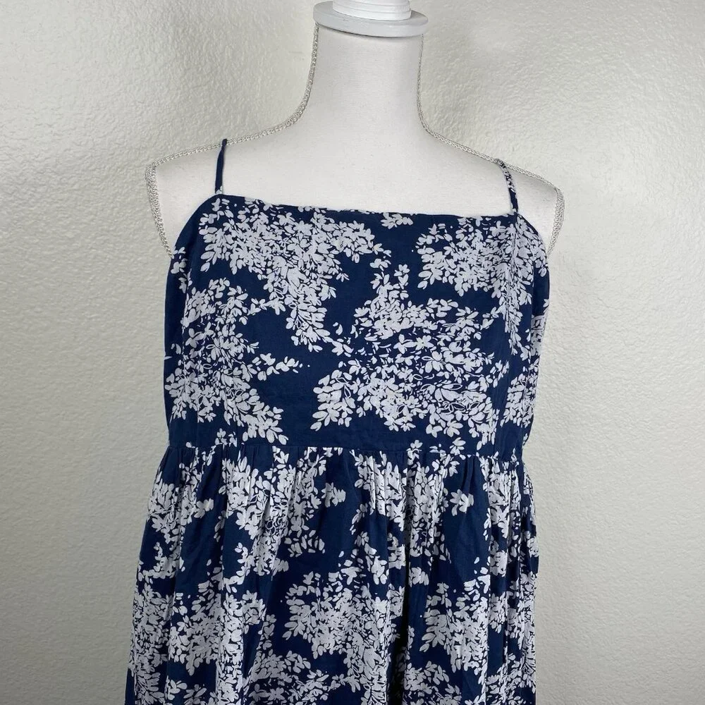 NWT Abercrombie & Fitch Dress Floral Sleeveless Low Back Boho Resort Blue Sz XL